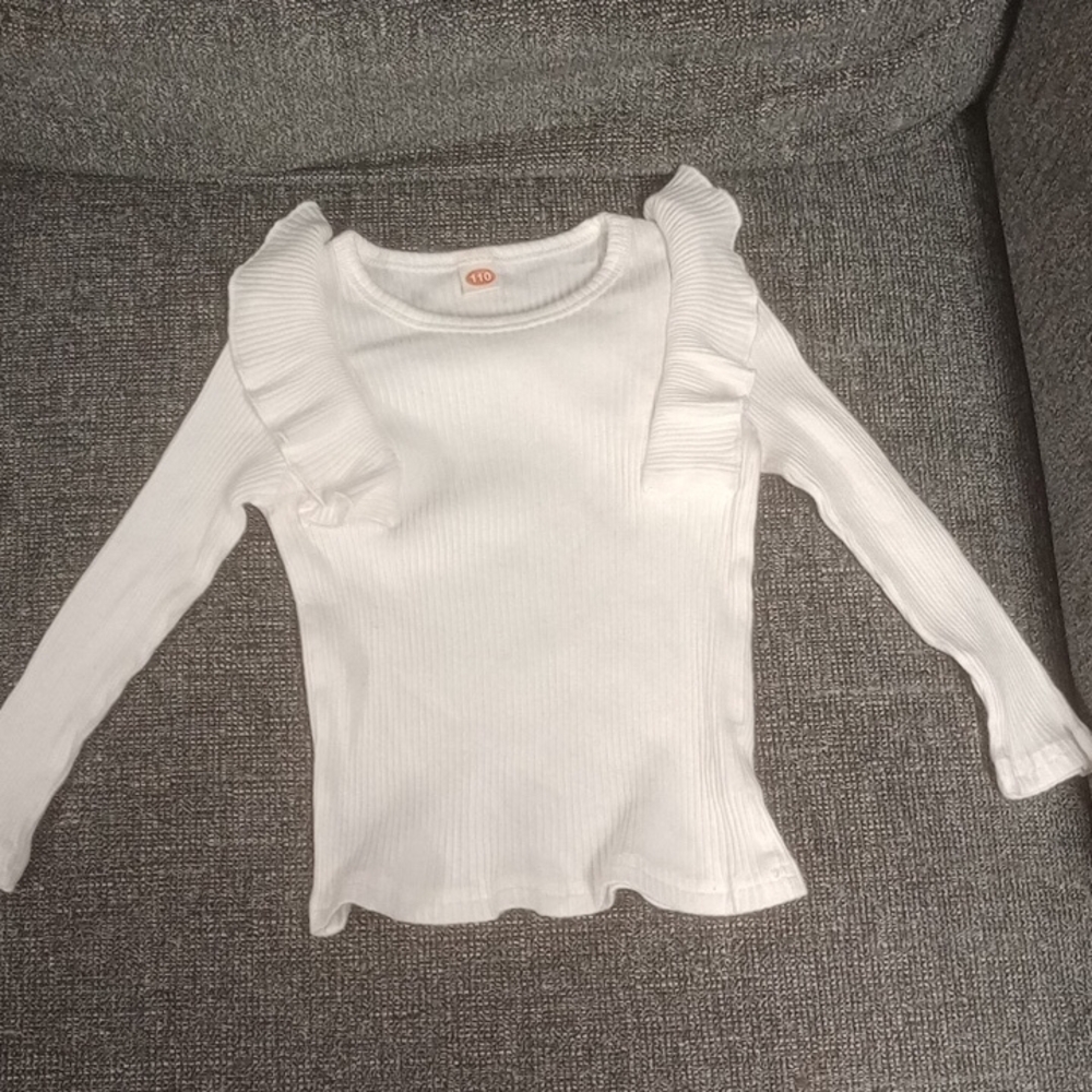 White Ruffled Kids Top